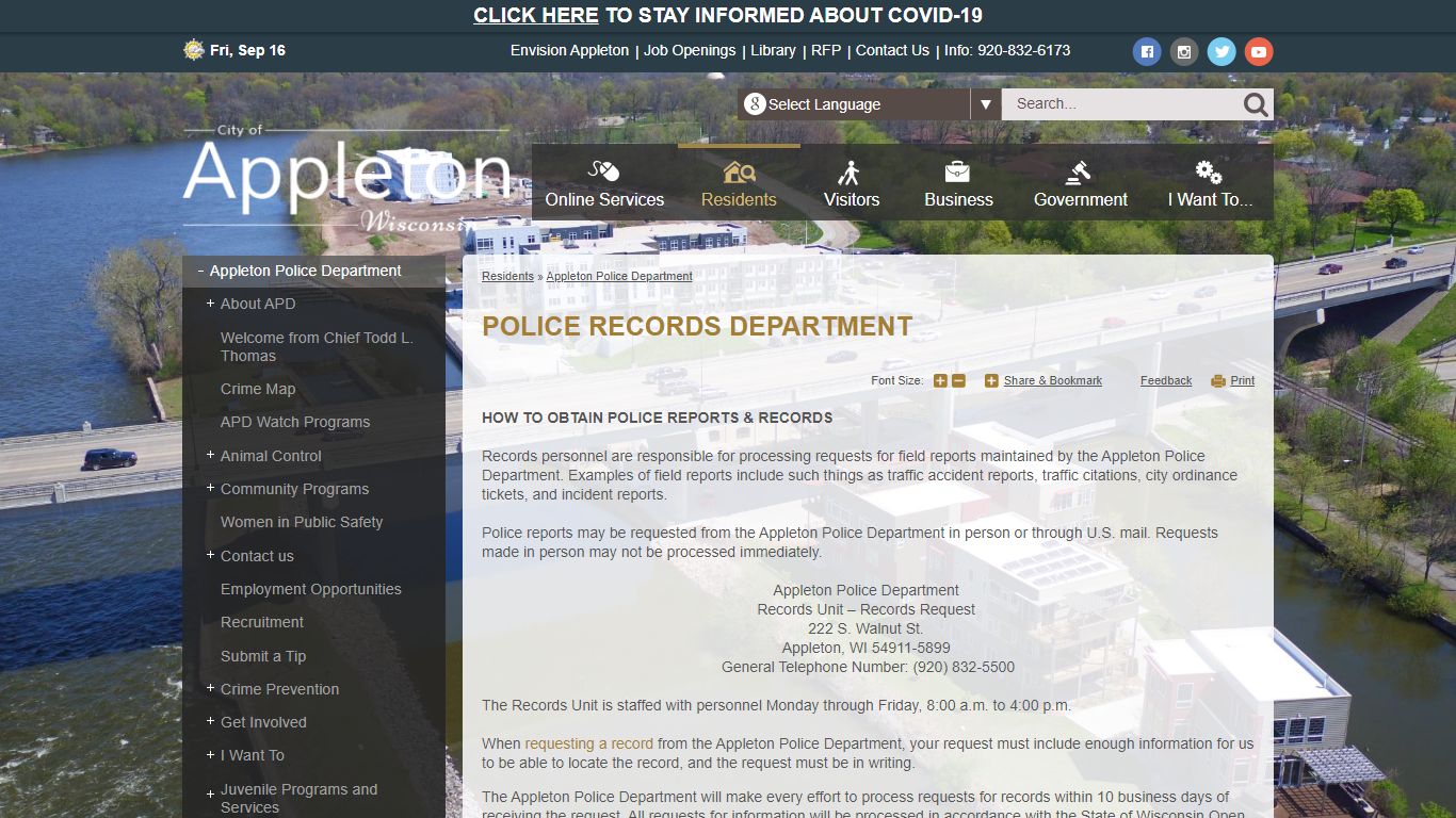 Police Records Department | Appleton, WI